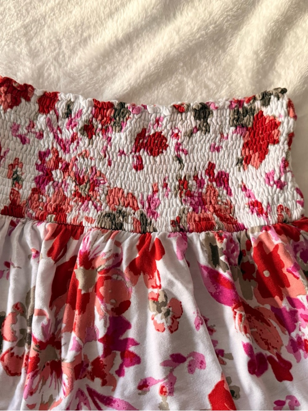 Lascana By Venus Smocked Tiered Strapless Floral Dress XS - Picture 3 of 4